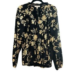 Elegant Black and Gold Floral Women's Blouse